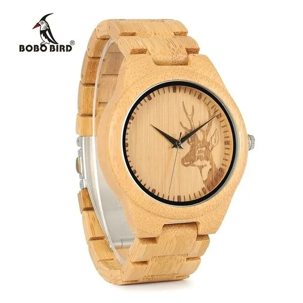 Relógio de Bambu BOBO BIRD GD028-AB À Prova D'Água