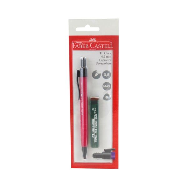 Lapiseira Faber-Castell Tri Clik 0.5mm Coress com Mina Refil 0.5mm Rosa pink
