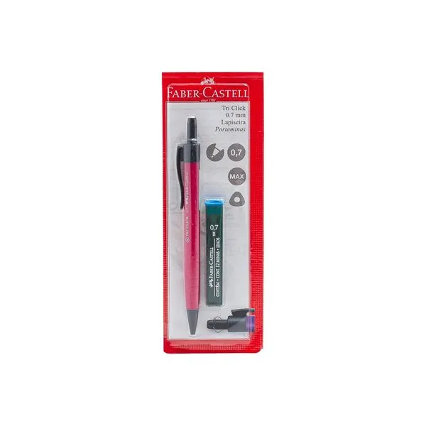 Lapiseira Faber-Castell Tri Clik 0.7mm Coress com Mina Refil 0.7mm Rosa pink