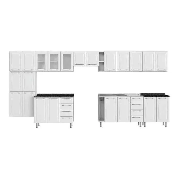 Cozinha Completa Itatiaia Diamante com 22 Portas, 8 Gavetas e 15 Prateleiras 435cm de largura n/a
