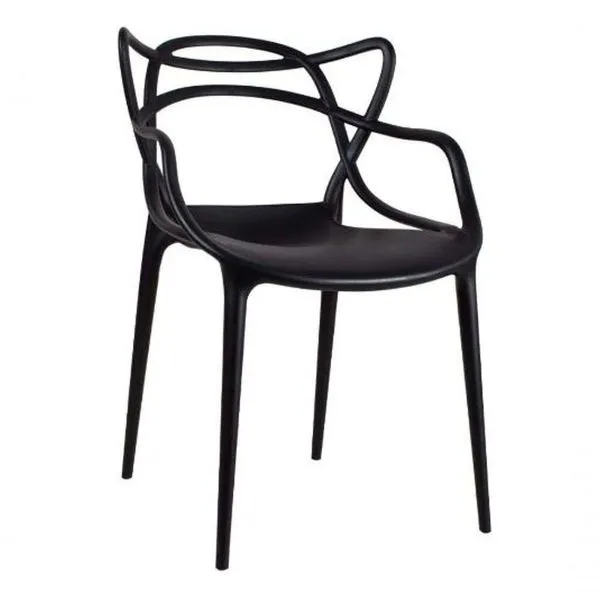 Conjunto Com 6 Cadeiras Empilhavel Allegra Preta Polipropileno Resistente