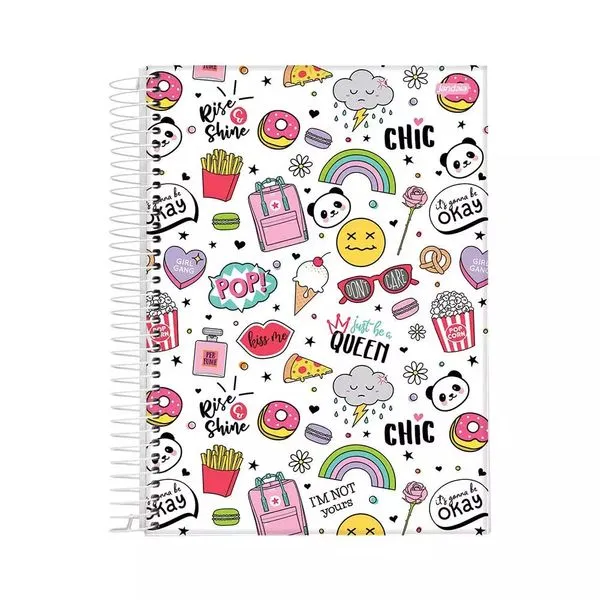 Caderno Universitário Jandaia Espiral Capa Dura Le Feminino Basic 1 Matéria 80 Folhas Modelo 4
