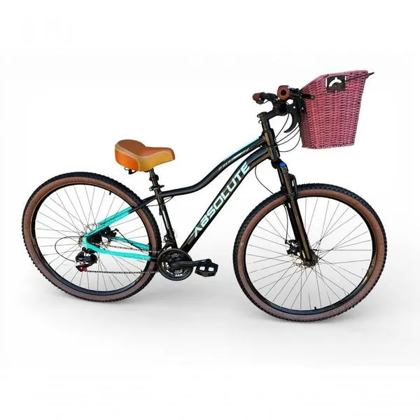 Bicicleta Aro 29 Feminina Absolute Hera Retrô Vintage 21v Confortável Cesta Selim 2 Molas Preto-azul Tamano 17