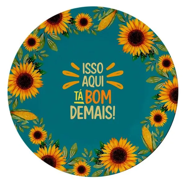 Sousplat Junino em Melamina Flor Arte Girassóis 30cm
