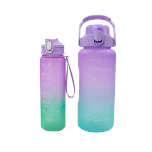 Garrafa Galão de Agua 2L e 900ml Degrade Com Figurinhas Adesivos 3D Tampa:Lilás