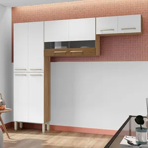 Cozinha Compacta Nala com 8 Portas e 4 Prateleiras Kit`s Paraná Freijó/Patina/Ripado