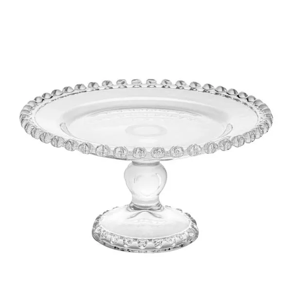 Prato Redondo Lyor Coração de Cristal com Pé Transparente