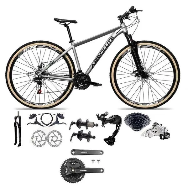 Bicicleta Aro 29 Absolute Nero 5 Câmbios Shimano Alívio-altus 27v Freio Hidráulico Garfo Com trava Cinza 13.8