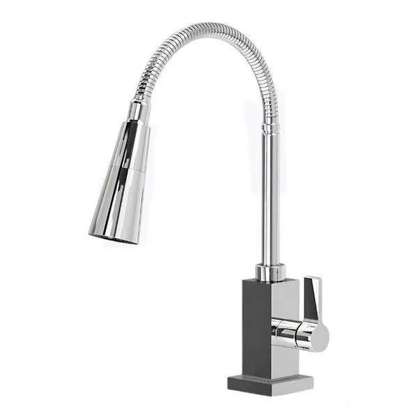 Torneira Gourmet De Cozinha Bancada Metal Flexível Quadrada 1-4 De Volta