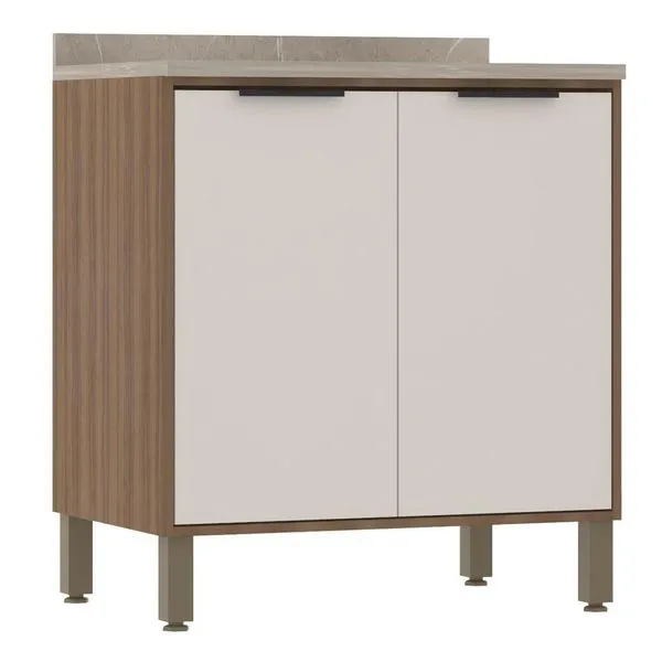 Balcão De Cozinha Com Tampo 80 Cm 2 Portas De Abrir Aspen Luciane Móveis beige