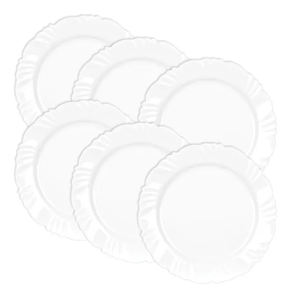 Kit 6 Pratos de Vidro Raso 25cm Duralex Pétala Opaline