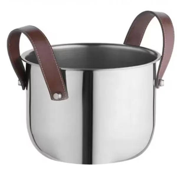 Champanheira Forma Firenze em Aço Inox com Alças de Couro - 6L Inox