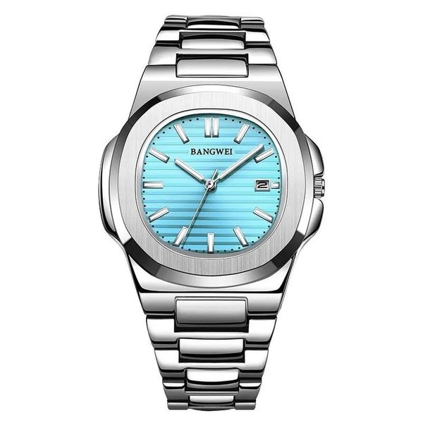 Relógios de Quartzo de Luxo Masculino Impermeável Azul claro