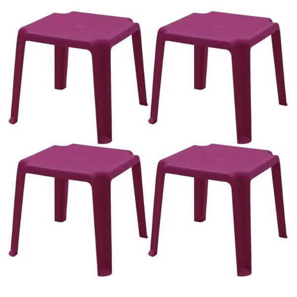 Kit 4 Mesas Plásticas de Atividades Infantil Rosa Tramontina Adoleta 49x42cm Brinquedoteca Escola