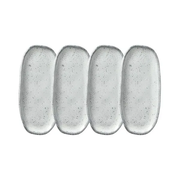 Conjunto de Travessas Oval Rasa Mini Orgânico Echo 16,5x8cm 04 Peças Porto Brasil Branco