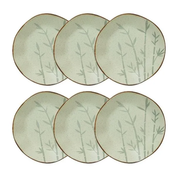 Conjunto 6 Pratos Fundo 22,5 Cm Ryo Bambu Porcelana Oxford