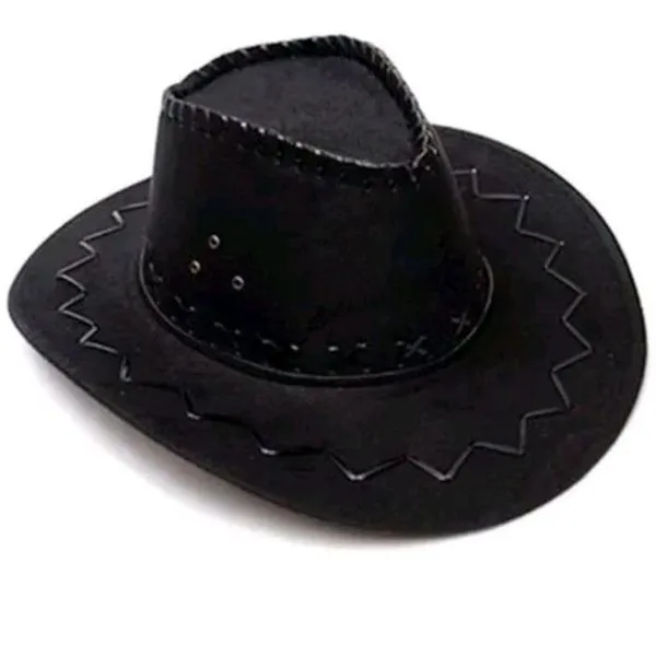 Chapéu De Cowboy Unissex Estilo Camurça Com Abam Custura Externa Robustica Cor:preto