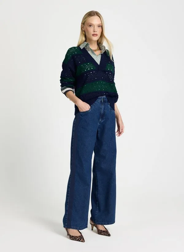 Calça Le Lis Talia Pantalona Jeans Feminina 34