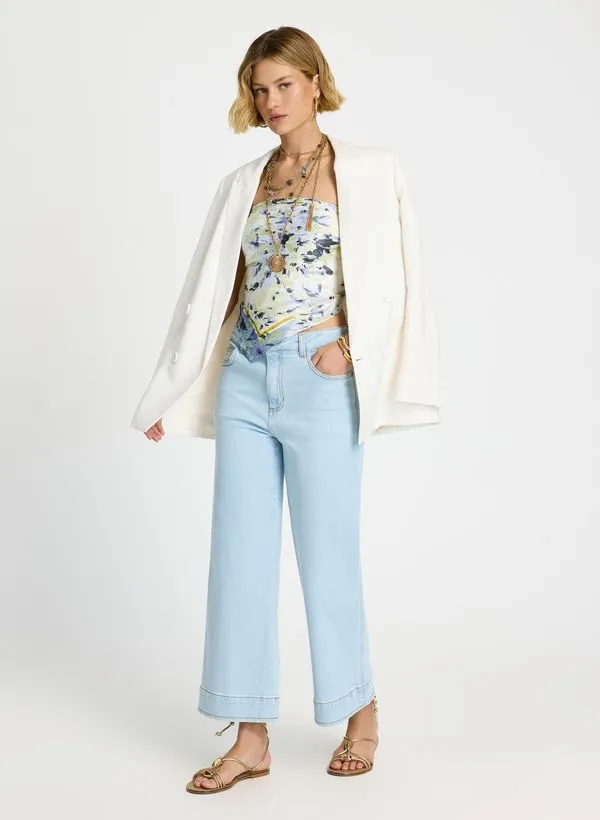 Calça Le Lis Mohana Pantacourt Jeans Feminina 50