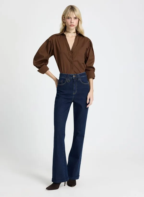 Calça Le Lis Paula Bootcut Escura Jeans Feminina 36
