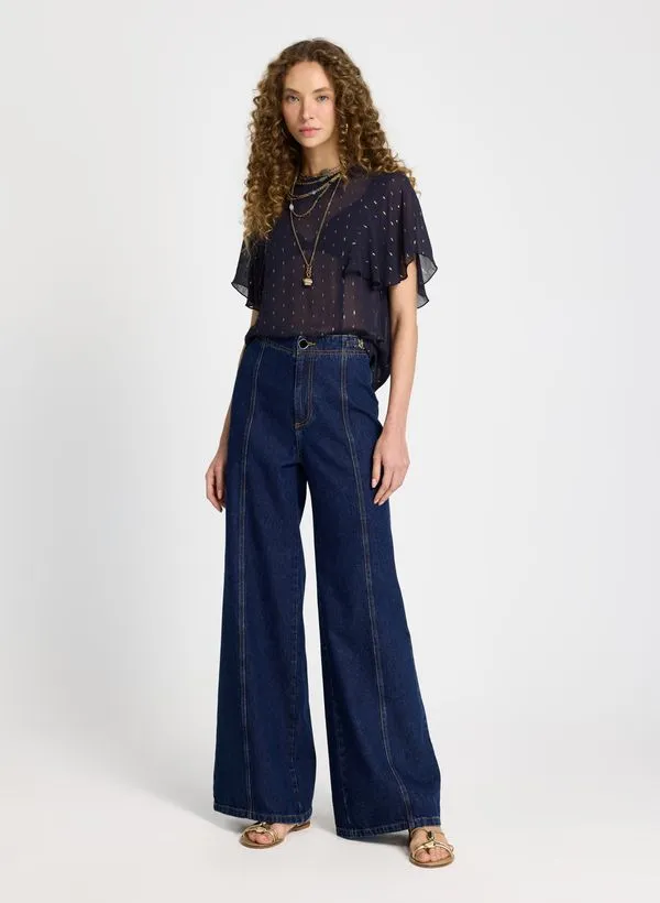 Calça Le Lis Pantalona Luciana Jeans Feminina 40