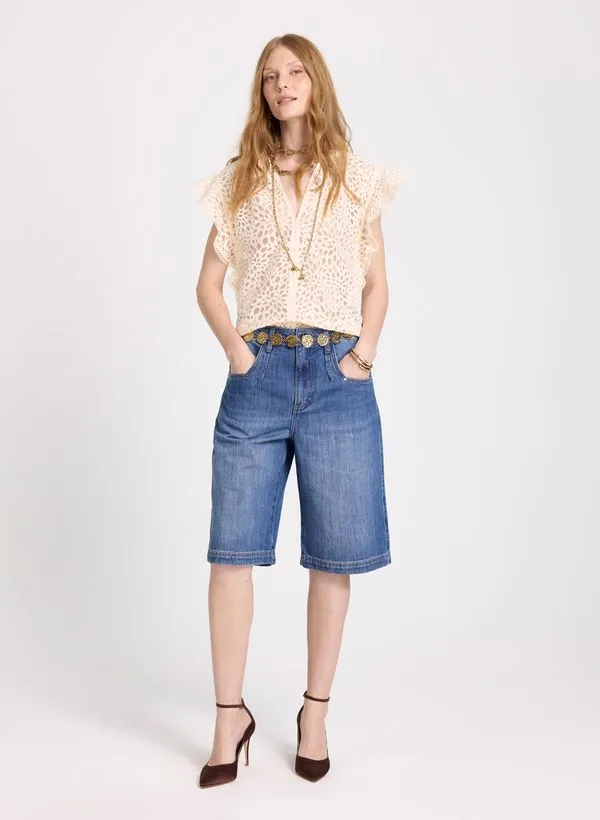 Bermuda Le Lis Pietra Jeans Feminina 38