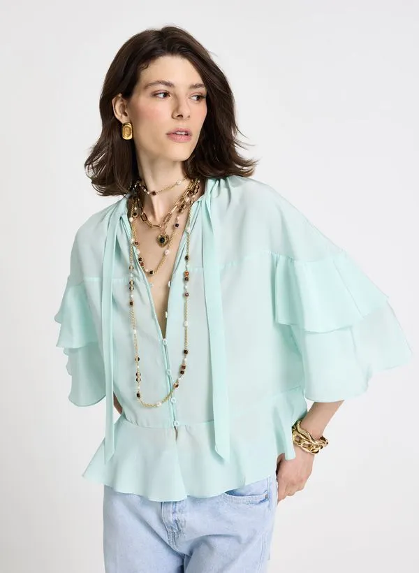 Blusa Le Lis Mabel Laço Seda Feminina 36