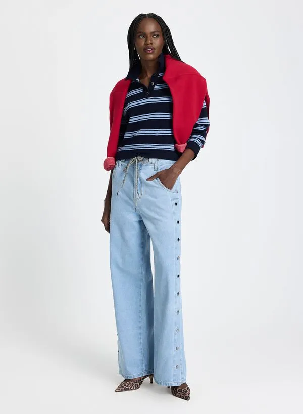 Calça Le Lis Joelma Pantalona Jeans Feminina 42