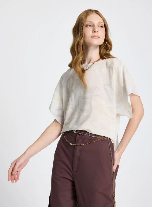 Blusa Le Lis Isla Savannah Seda Feminina 42