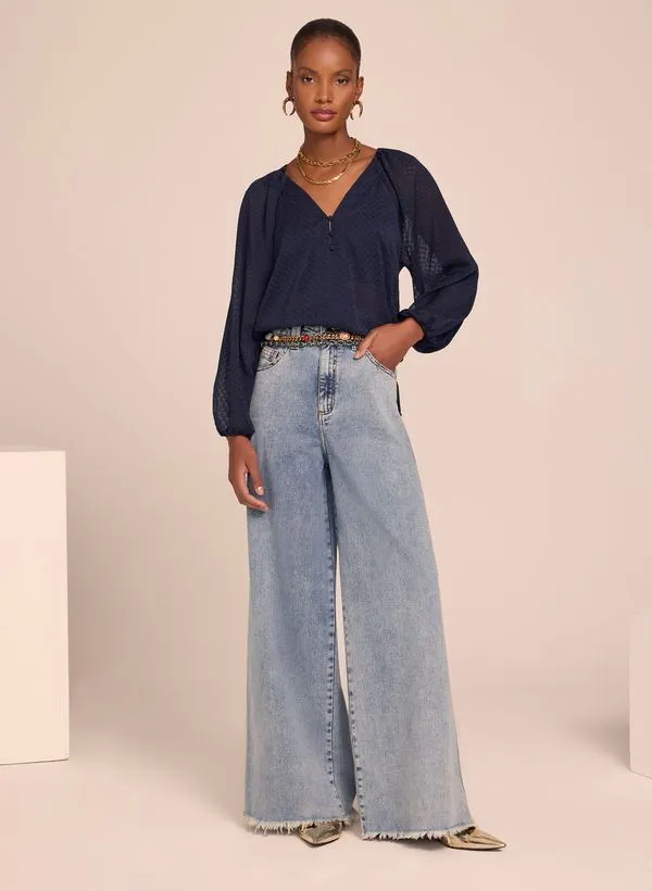 Calça Le Lis Fafi Pantalona Jeans Feminina 38