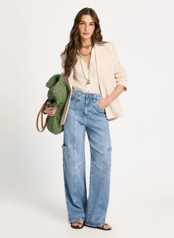 Calça Le Lis Reta Maria Clara Jeans Feminina 42