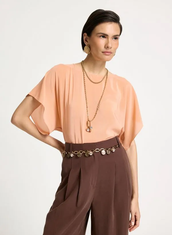 Blusa Le Lis Isla Charlotte Seda Feminina 48