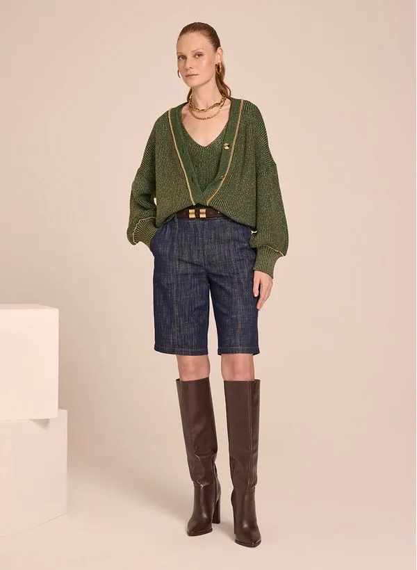 Bermuda Le Lis Vanessa Alfaiataria Jeans Feminina 38