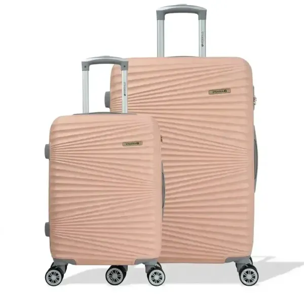 Kit Mala Pequena de Bordo e Grande Rígida Rodas Giro 360° Hamburgo Stradda ROSA CLARO