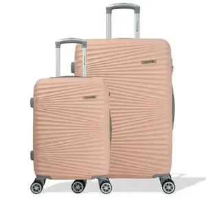 Kit Mala Pequena de Bordo e Grande Rígida Rodas Giro 360° Hamburgo Stradda ROSA CLARO