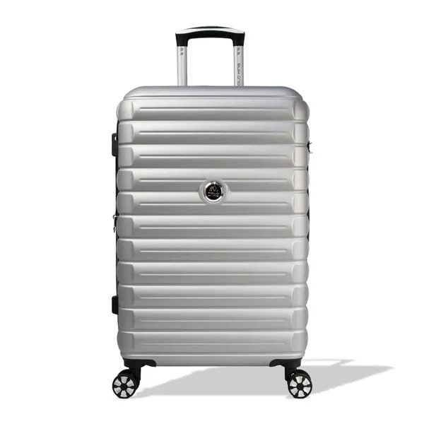Mala de Viagem Grande 32kg Rígida com Rodas 360º Trancoso Polo King PRATA