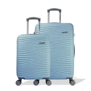 Kit Mala Pequena de Bordo e Média Rígida Rodas Giro 360° Hamburgo Stradda Azul Claro