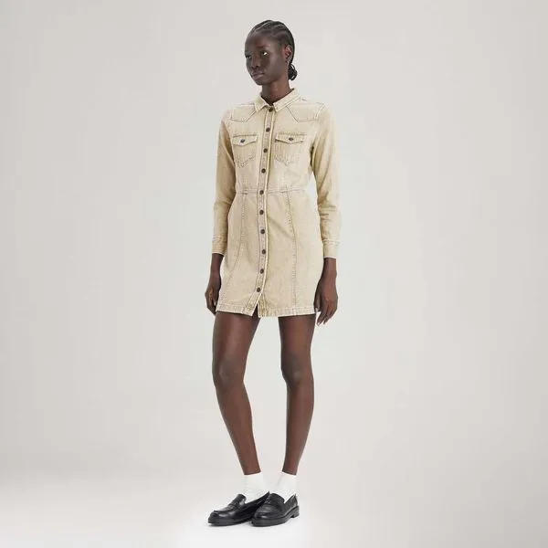 Vestido Jeans Levi's® Flynn Western Core Bege - S USA | P BR