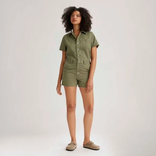 Macaquinho Levi's® Heritagem Romper Verde Manga Curta - XS USA | PP BR