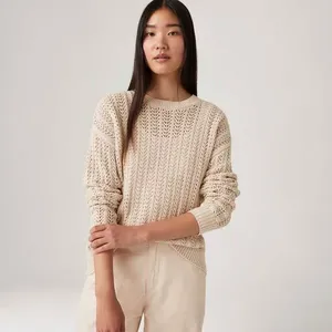 Suéter de Tricot Levi's® Sunrise Crochet Off White Manga Longa - XS USA | PP BR