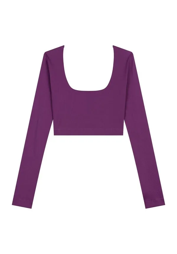 Blusa Cropped Canelada De Mangas Longas Move ROXO GG