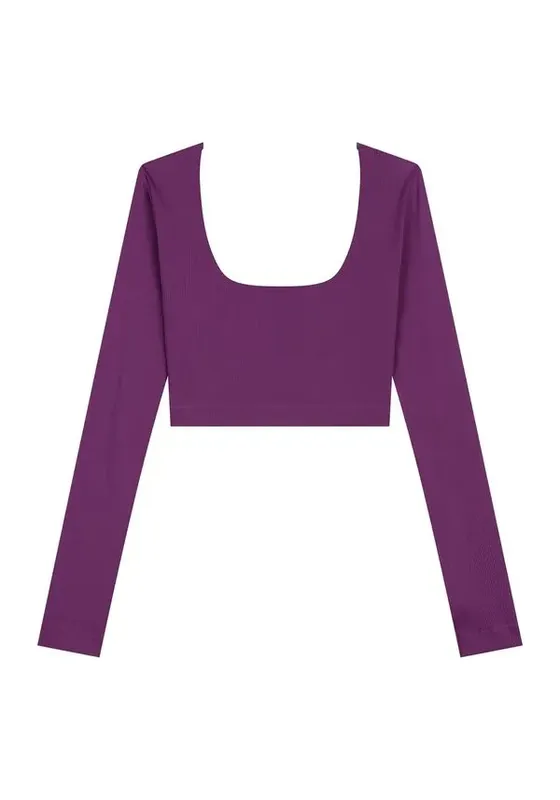Blusa Cropped Canelada De Mangas Longas Move ROXO GG