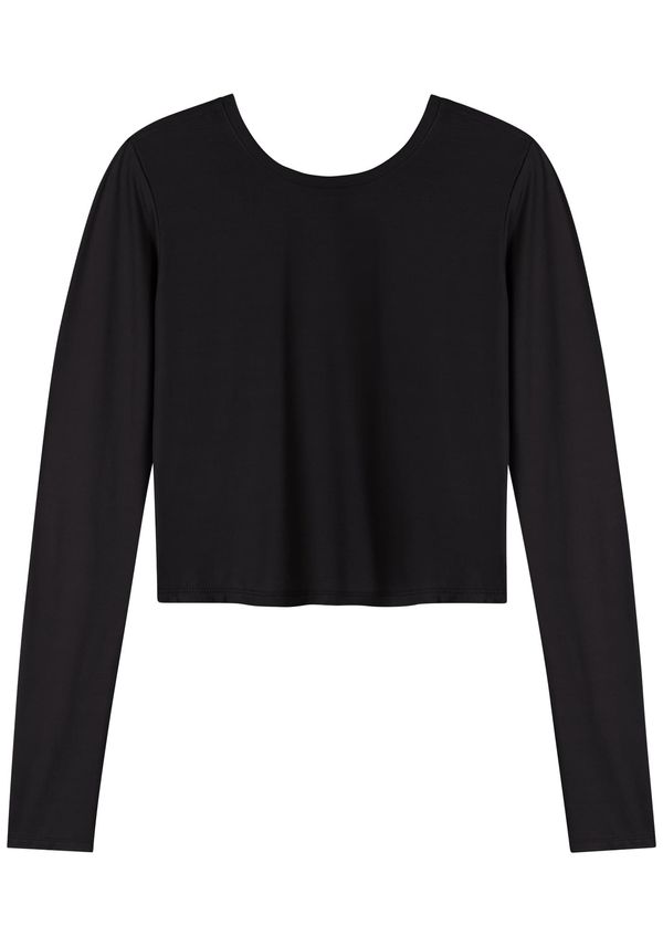Blusa Cropped De Mangas Longas Com Proteção Solar Move PRETO REATIVO P