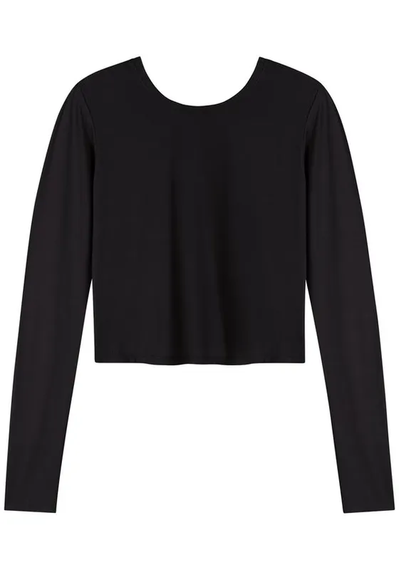 Blusa Cropped De Mangas Longas Com Proteção Solar Move PRETO REATIVO PP