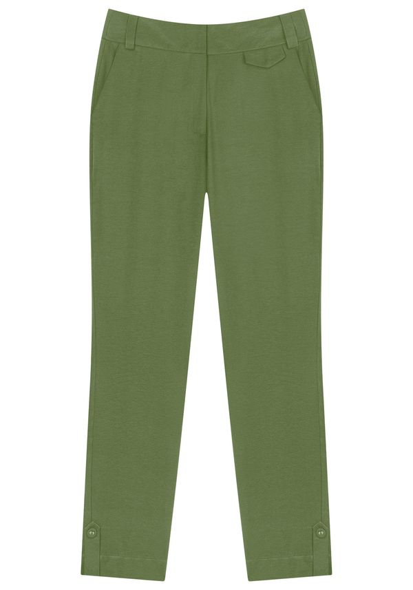 Calça Reta Alfaiataria com Detalhe Lapela VERDE AGENA PP
