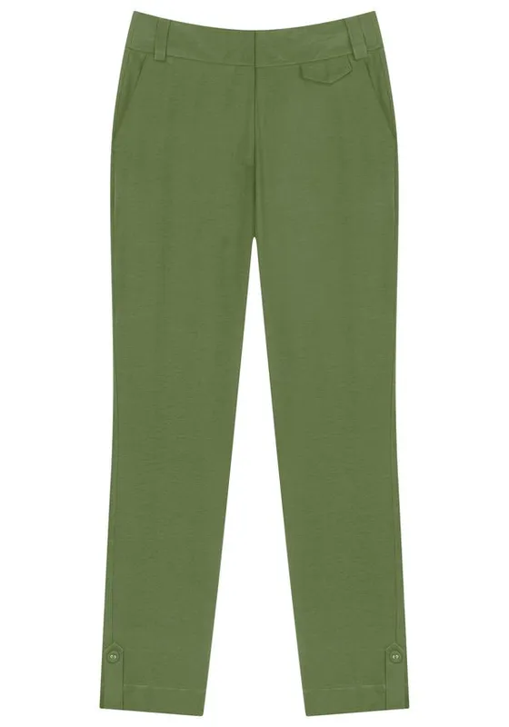 Calça Reta Alfaiataria com Detalhe Lapela VERDE AGENA PP