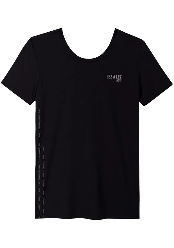 Blusa De Mangas Curtas Com Estampa E Proteção Solar Move PRETO REATIVO PP