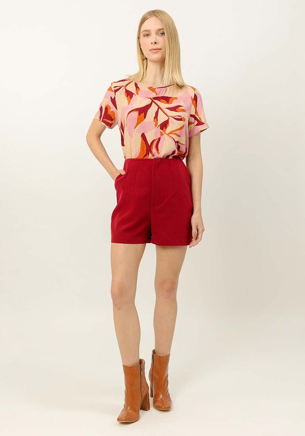 Shorts Cintura Alta Alfaiataria com Bolsos BORDO KIR ROYALLE PP