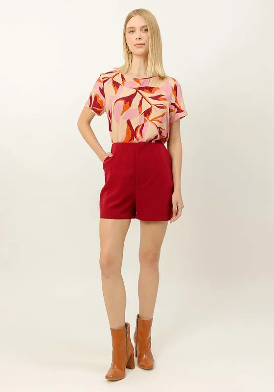 Shorts Cintura Alta Alfaiataria com Bolsos BORDO KIR ROYALLE PP