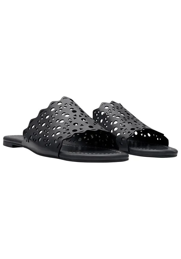 Sandália Rasteira Slide Vazada PRETO 38